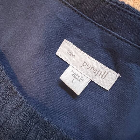 Pure Jill Dress Womens Large Navy Blue Linen Maxi Sheath Lagenlook Summer - Picture 5 of 6